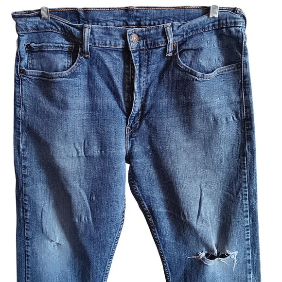 36x30 Levis 505 Jeans Regular Fit Distressed trash Denim Straight Leg Red Tab - Picture 5 of 7